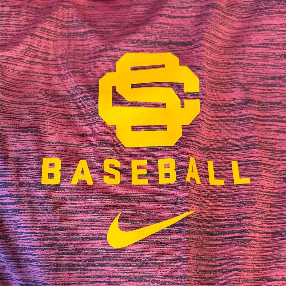 Nike Men's Maroon and Gold Baseball Long Sleeve Tee - Picture 4 of 5